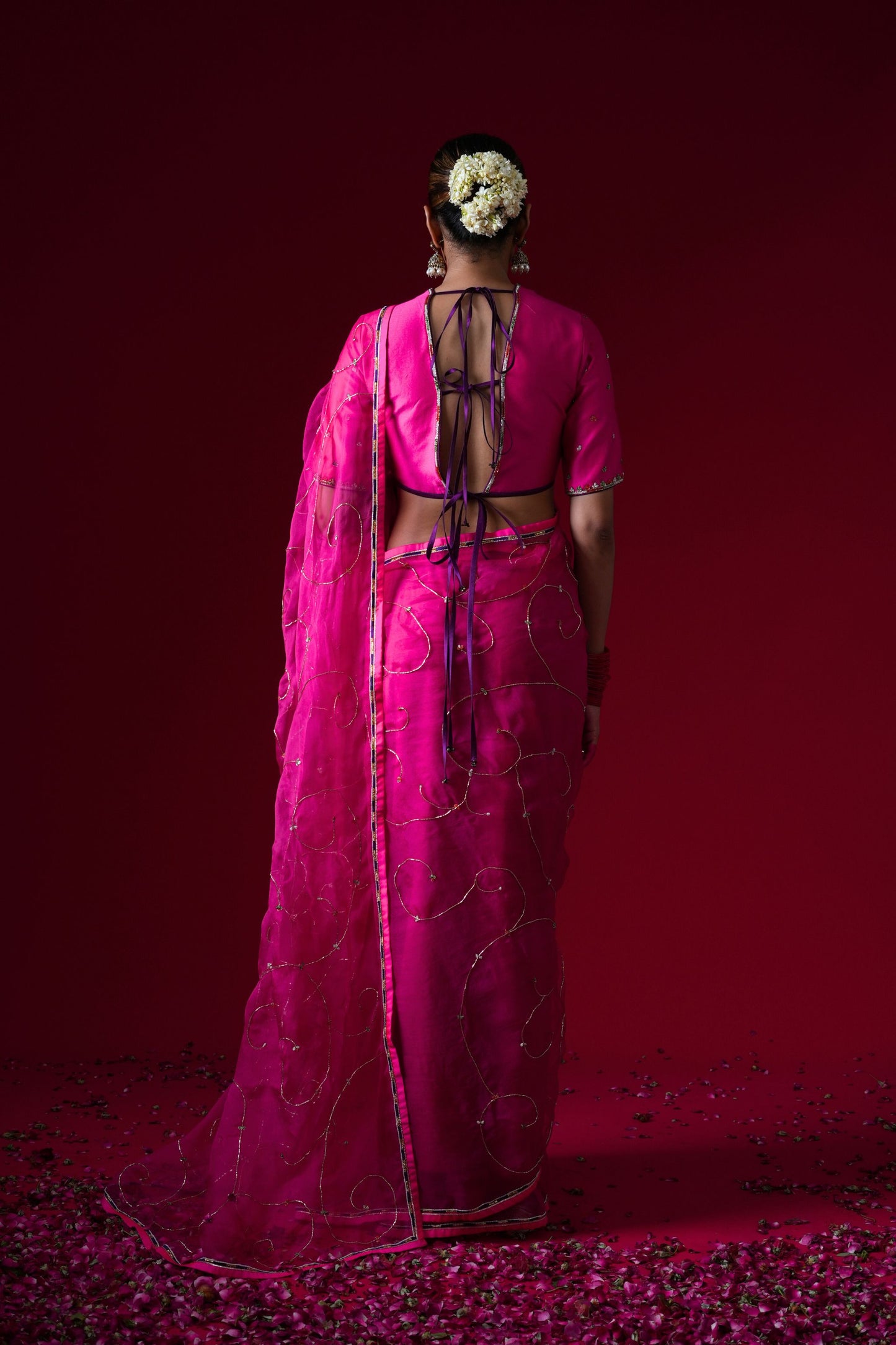 Indumati Hand Embroidered Saree Set with stitched blouse