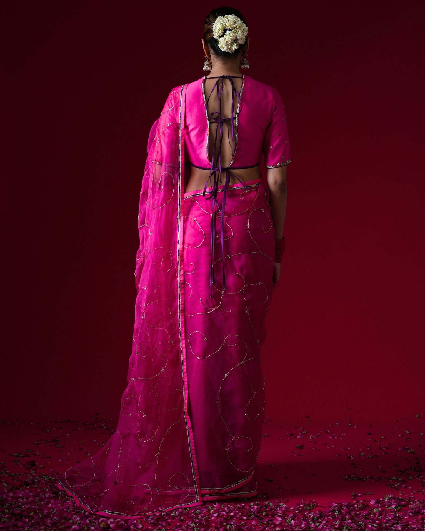 Indumati Hand Embroidered Saree Set with stitched blouse