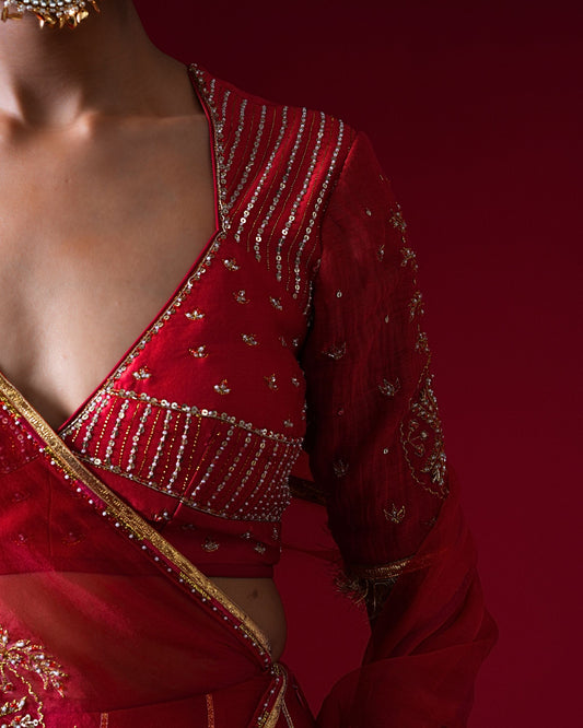Kumudini Hand Embroidered Kalidaar Lehenga Set