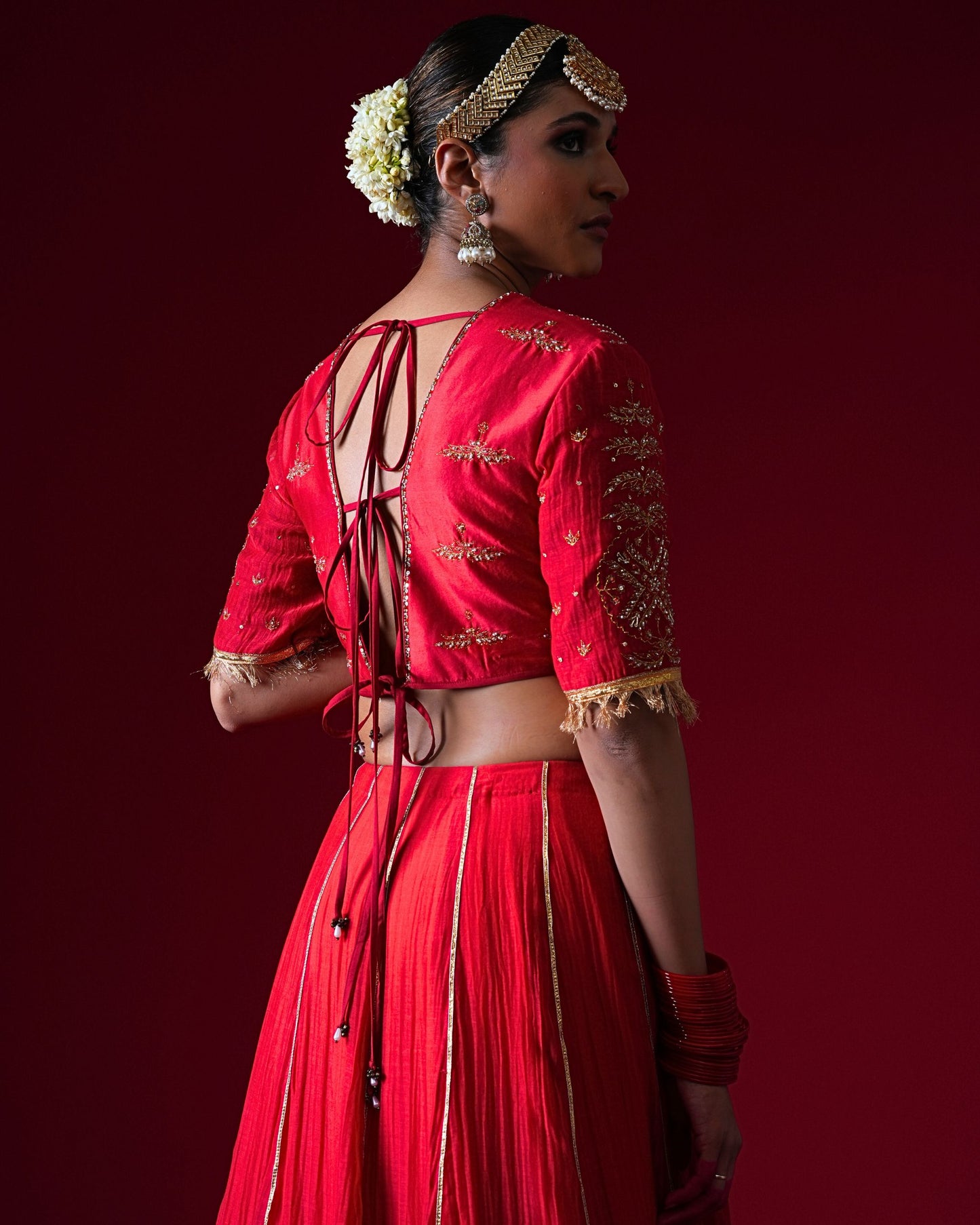 Kumudini Hand Embroidered Kalidaar Lehenga Set