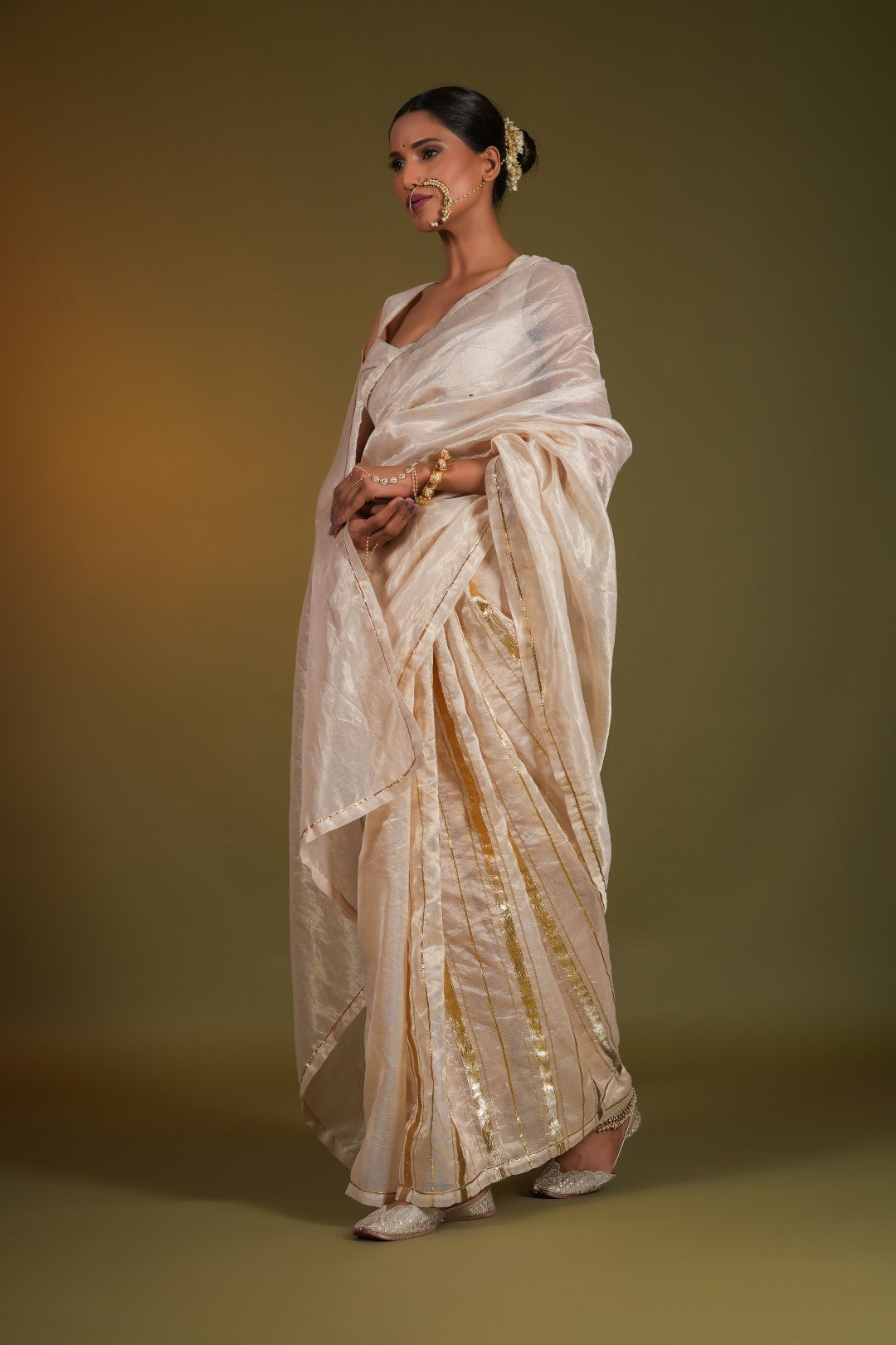 NARGIS- Hand embroidered Saree with Stitched Blouse