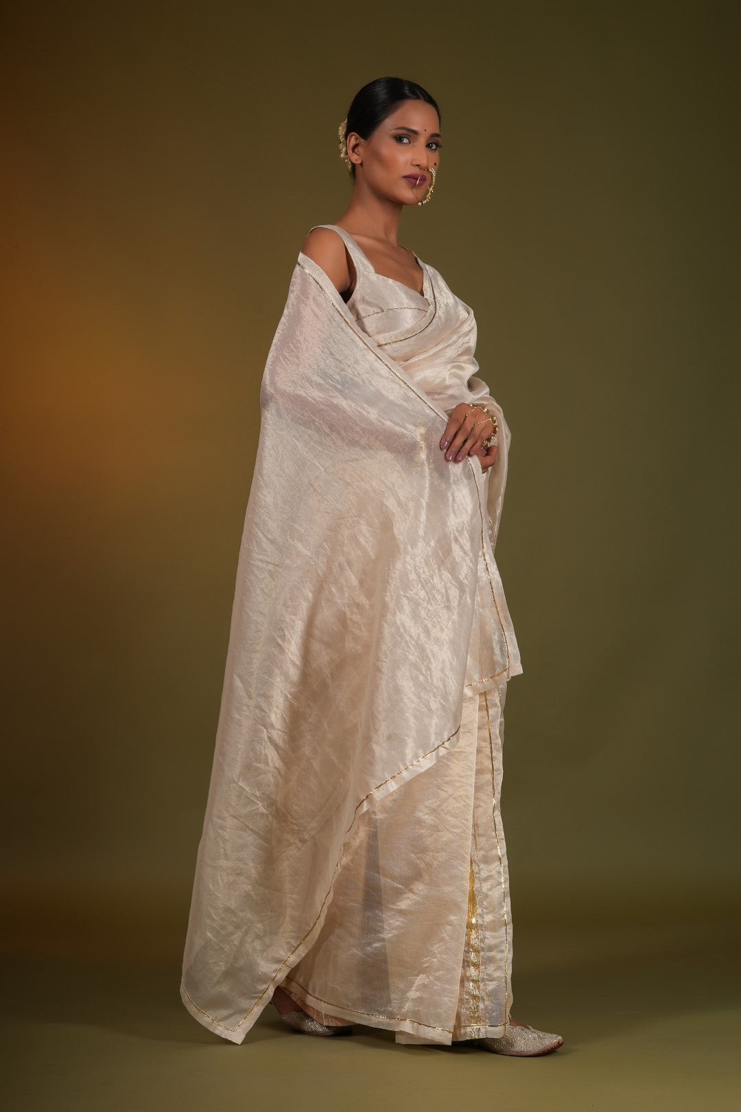NARGIS- Hand embroidered Saree with Stitched Blouse