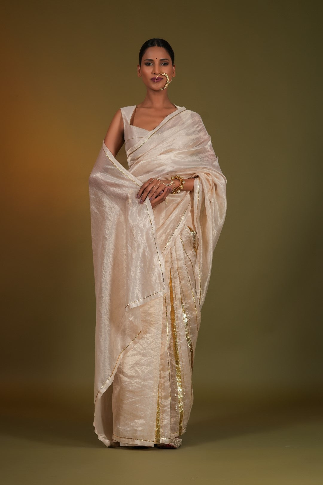 NARGIS- Hand embroidered Saree with Stitched Blouse