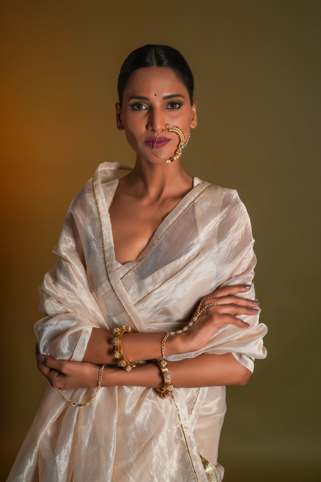 NARGIS- Hand embroidered Saree with Stitched Blouse