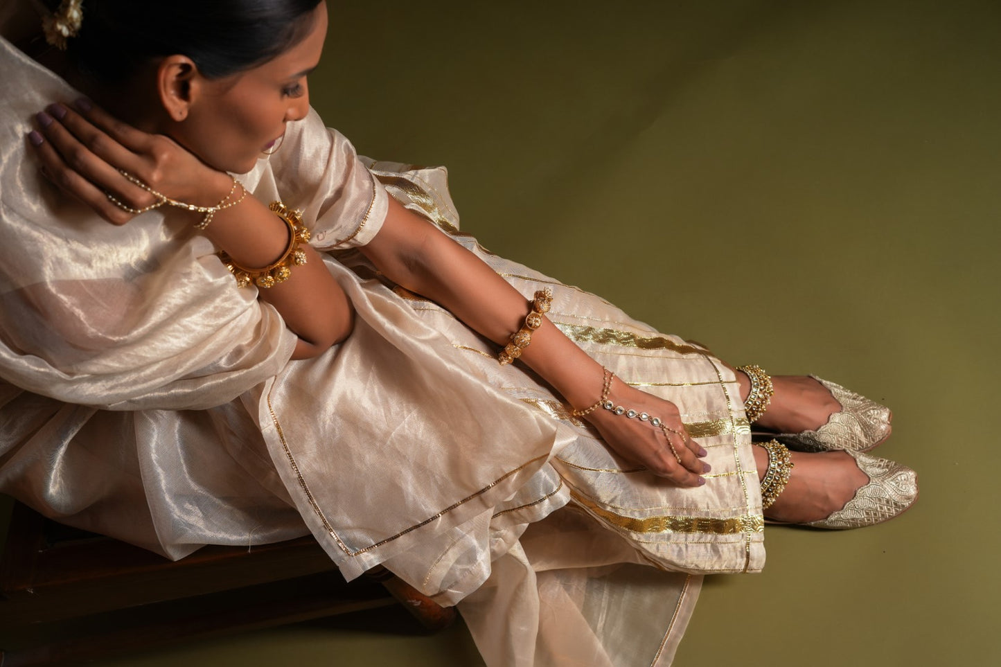NARGIS- Hand embroidered Saree with Stitched Blouse
