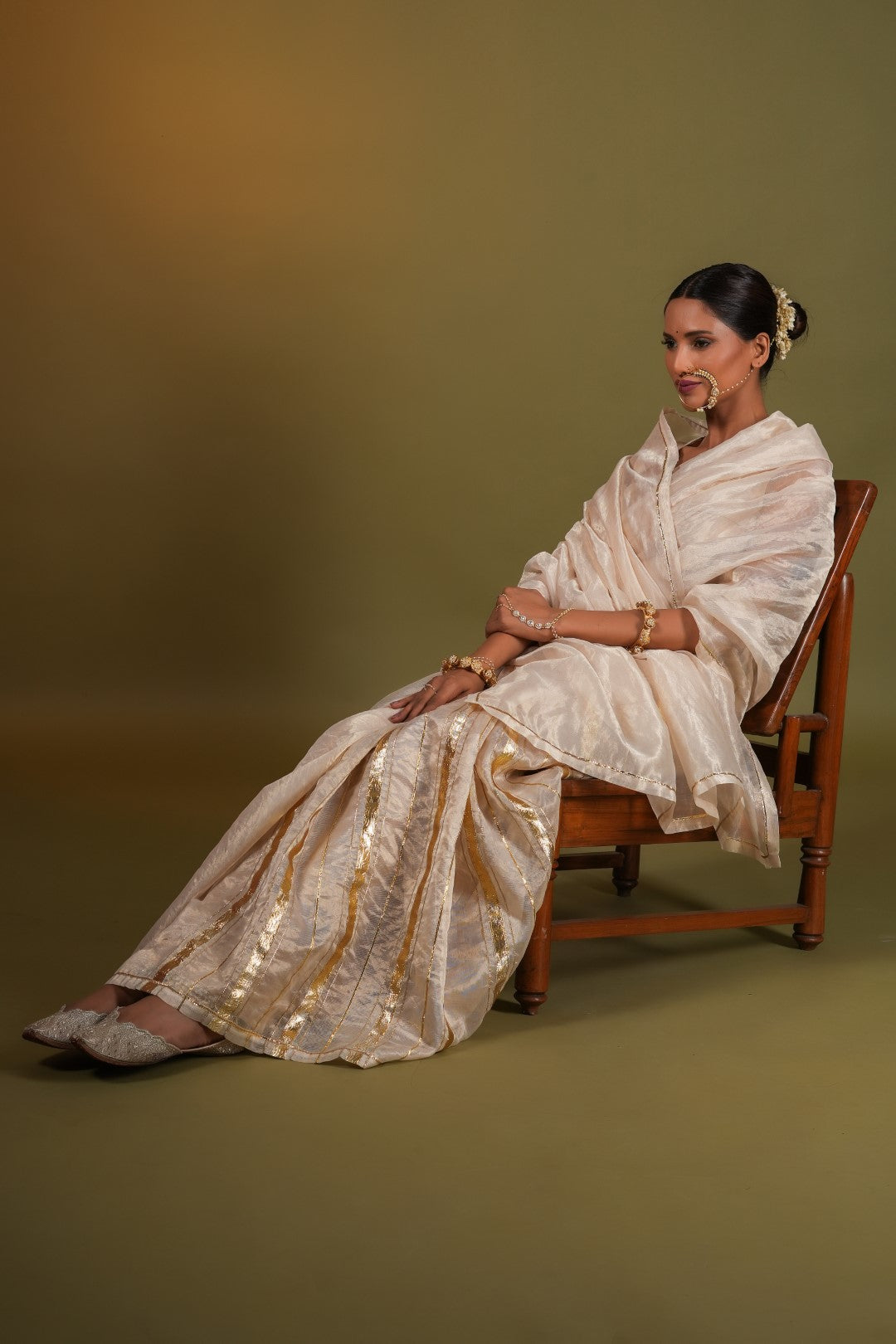 NARGIS- Hand embroidered Saree with Stitched Blouse