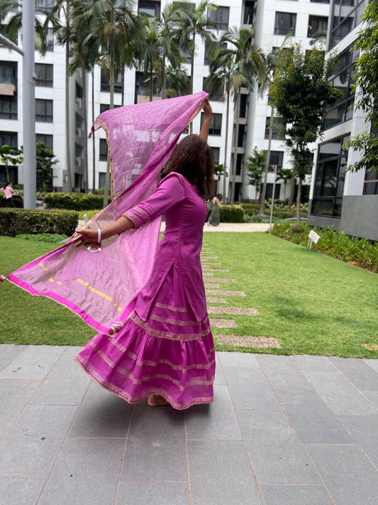 Liza Ray x Kalakari Taffy Pink Gharara Set