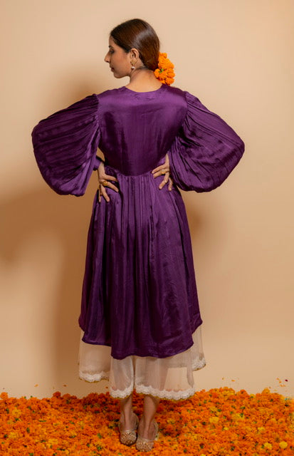Violet Front Yoke Hand Embroidered Kurta Set
