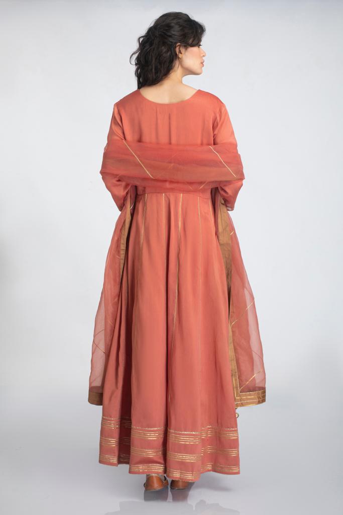 Silk chanderi Anarkali kurta Set
