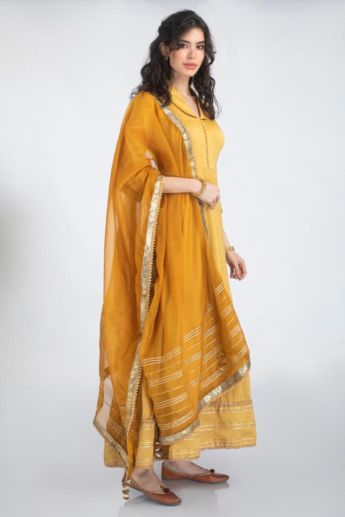 Silk chanderi Anarkali kurta