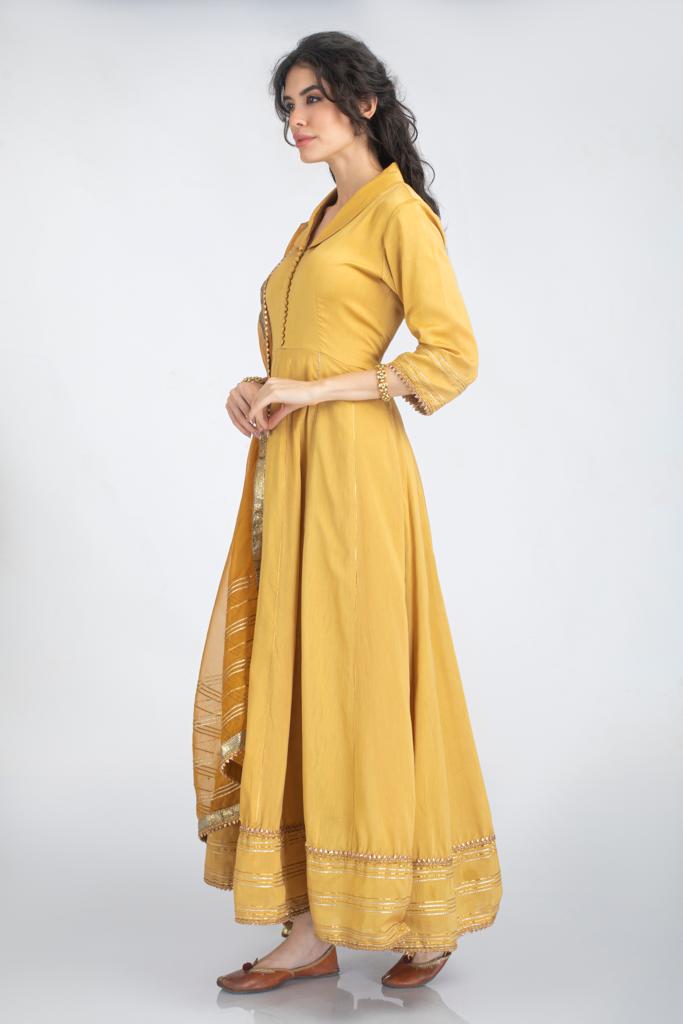 Silk chanderi Anarkali kurta