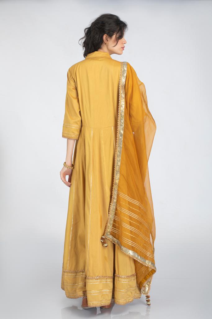 Silk chanderi Anarkali kurta