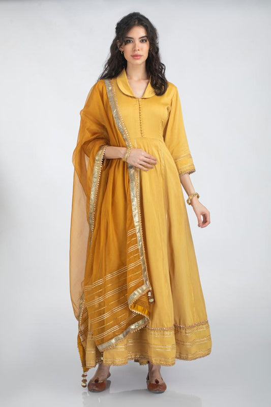 Silk chanderi Anarkali kurta