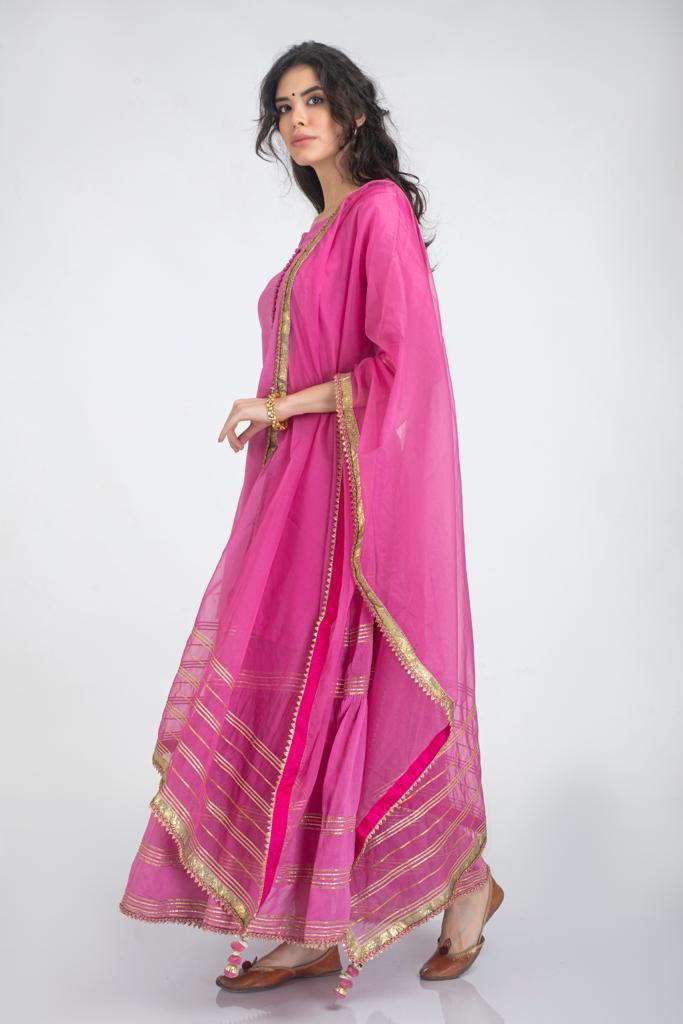 Silk chanderi kurta set