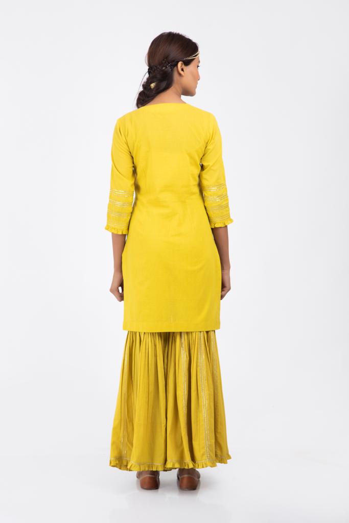 Mustard Yellow Gharara kurta set