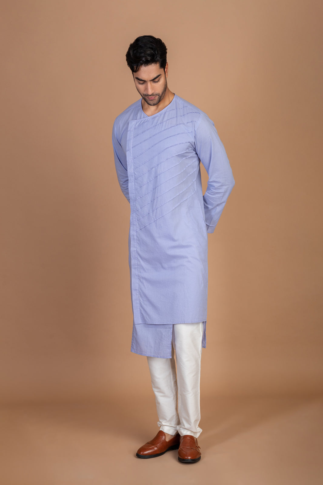Neelam blue pintex straight angrakha kurta