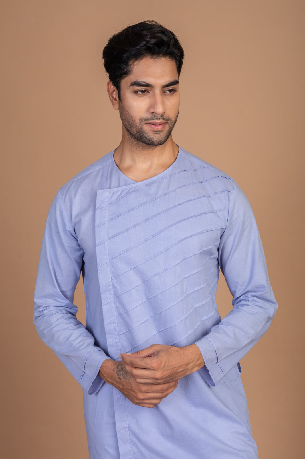 Neelam blue pintex straight angrakha kurta