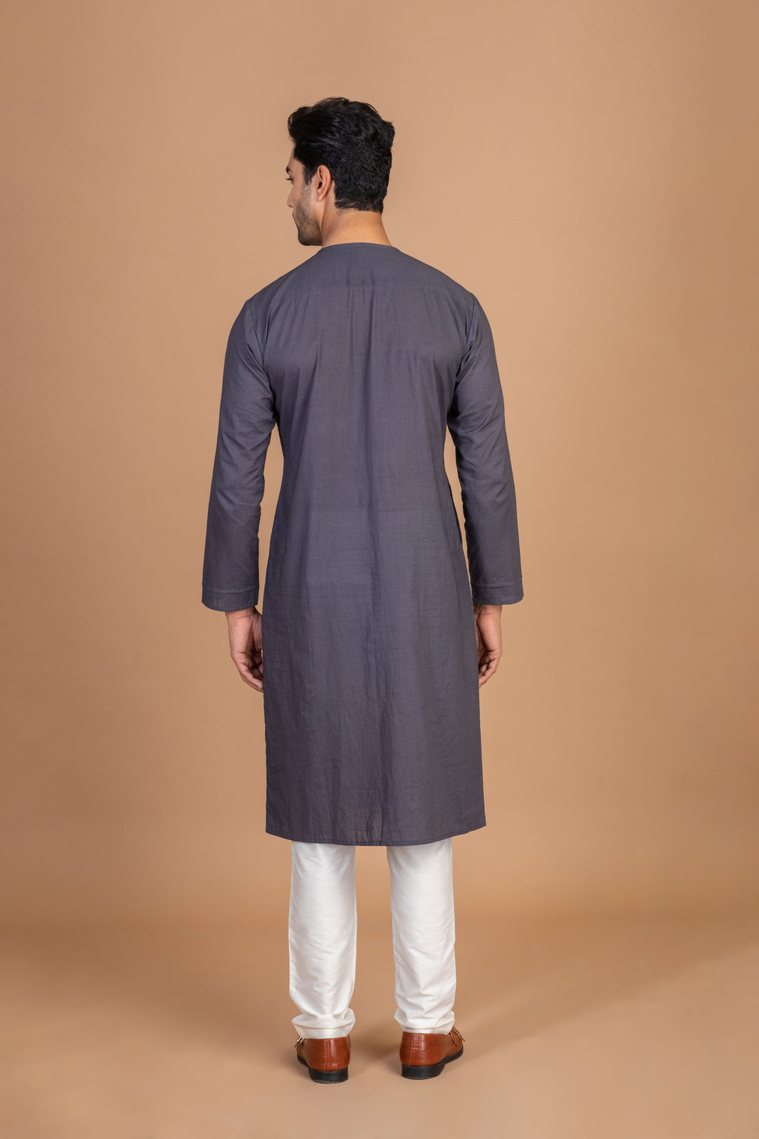 Charcoal grey front Pintex kurta