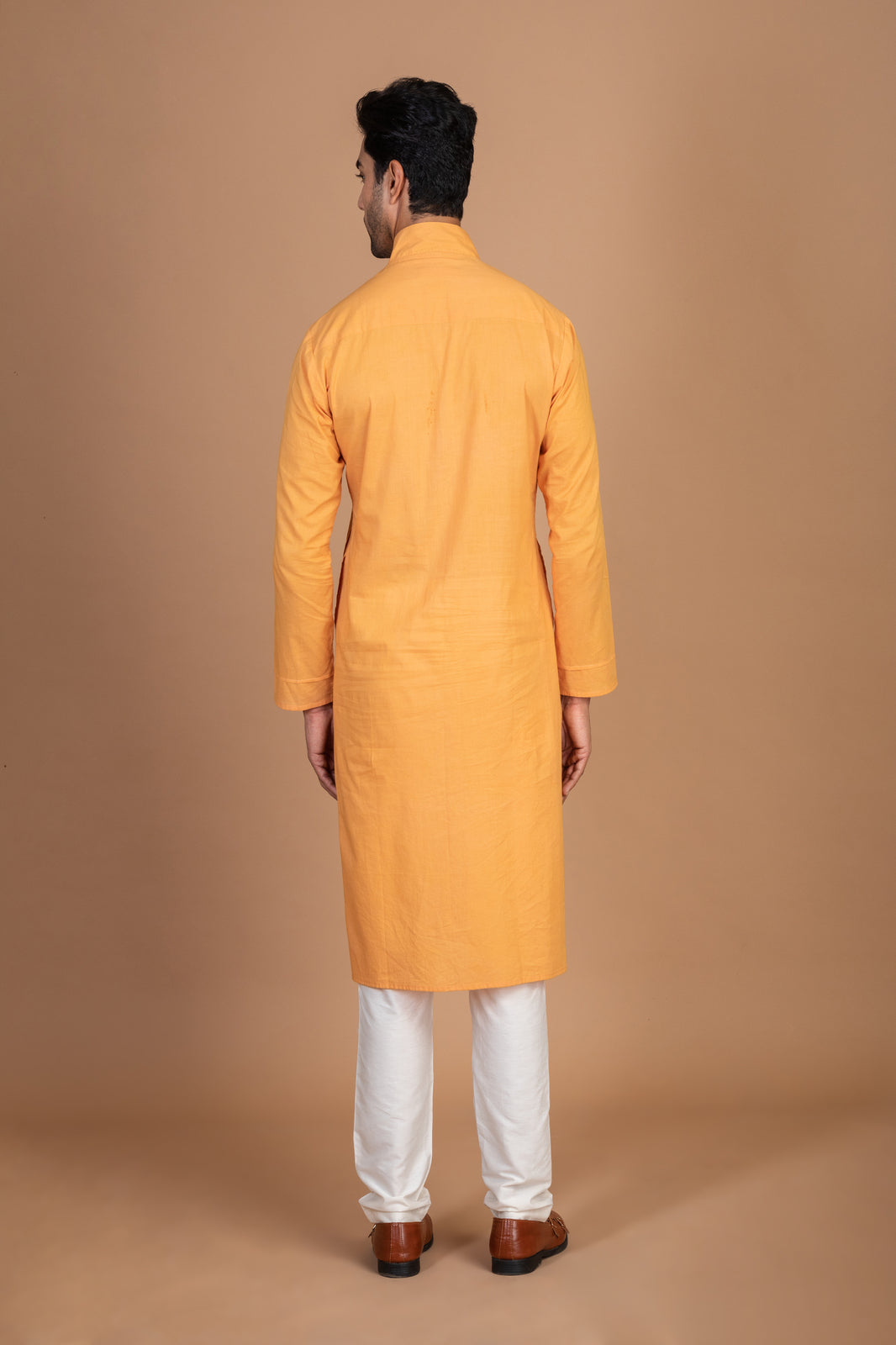 Orange cotton front pintex kurta