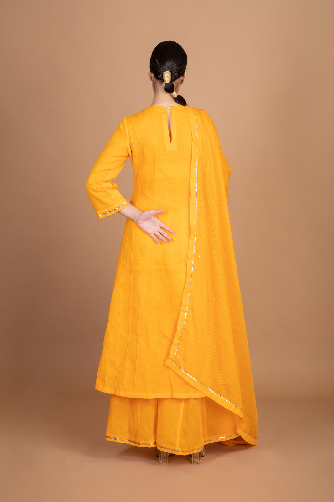 Cotton Gota Work Placket Kurta Sharara Set