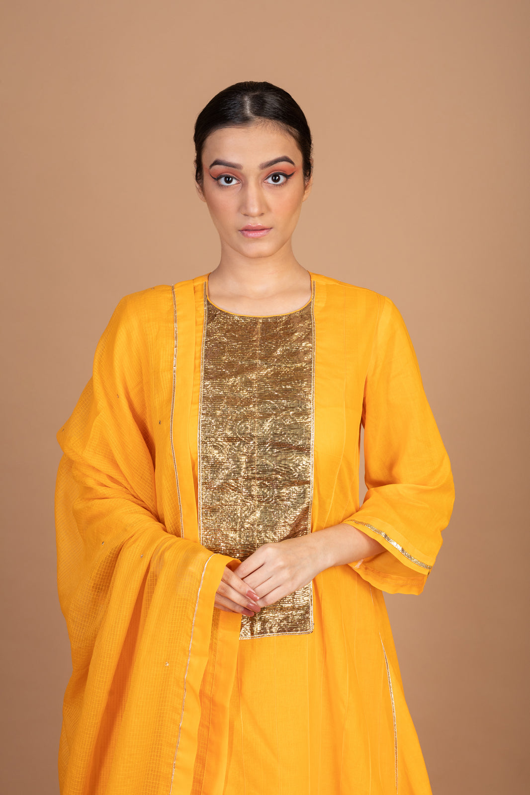 Cotton Gota Work Placket Kurta Sharara Set
