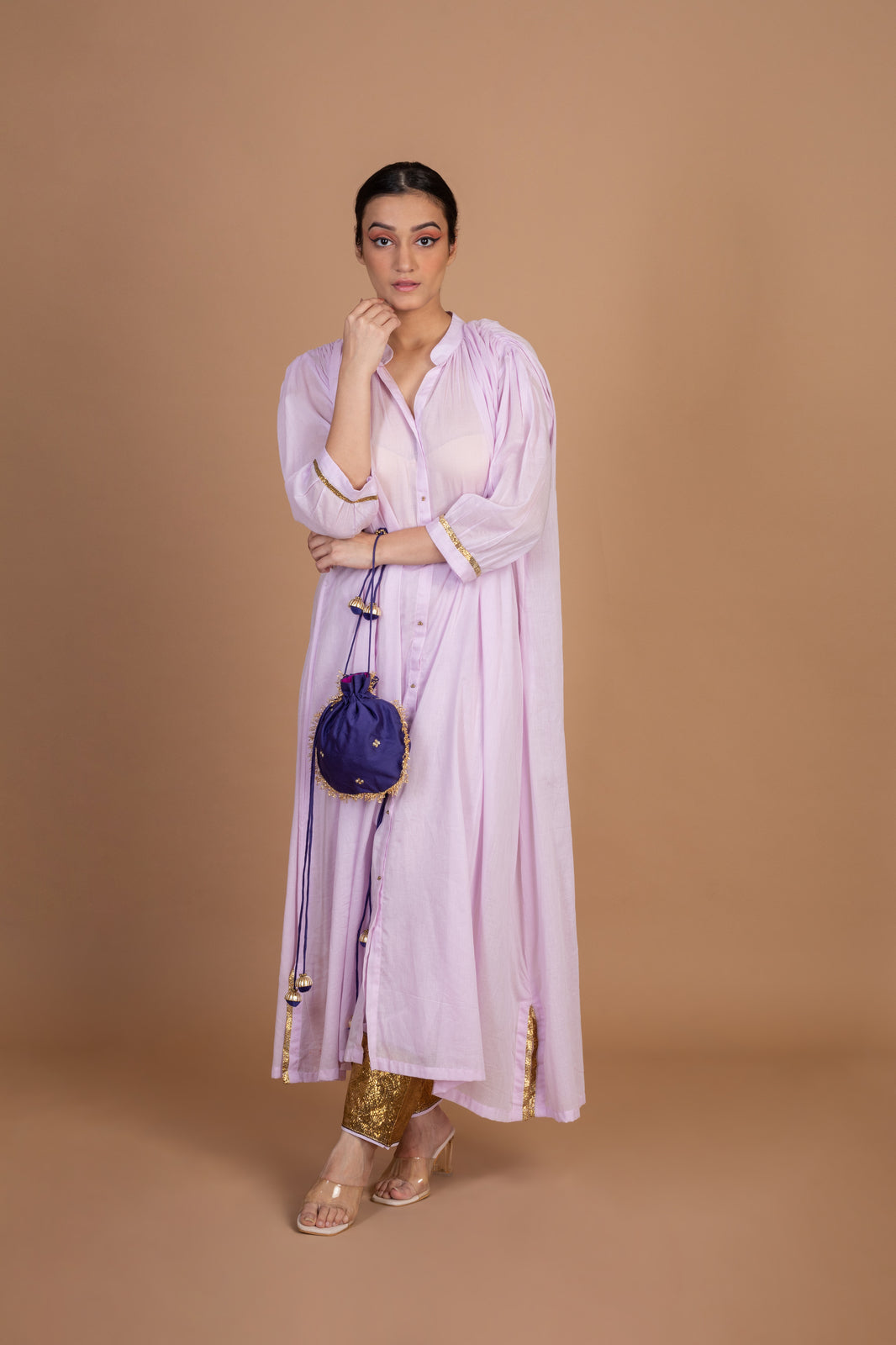 Lilac Cotton Oversized Kurta With Salwar