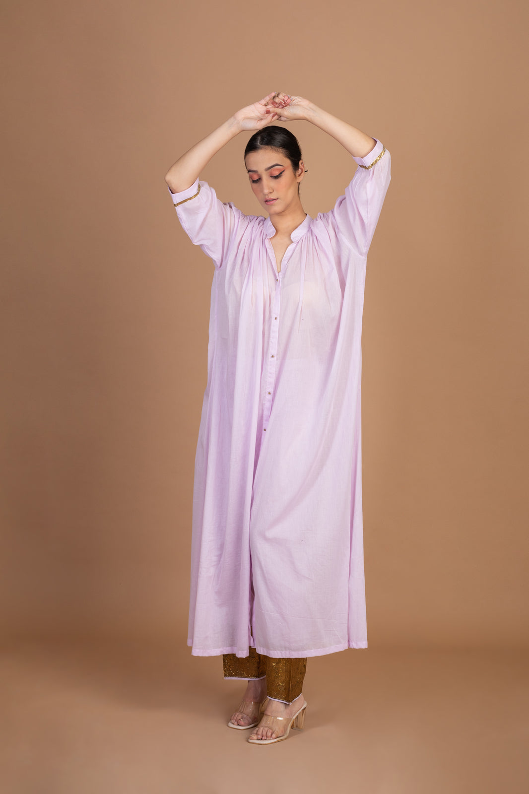 Lilac Cotton Oversized Kurta With Salwar