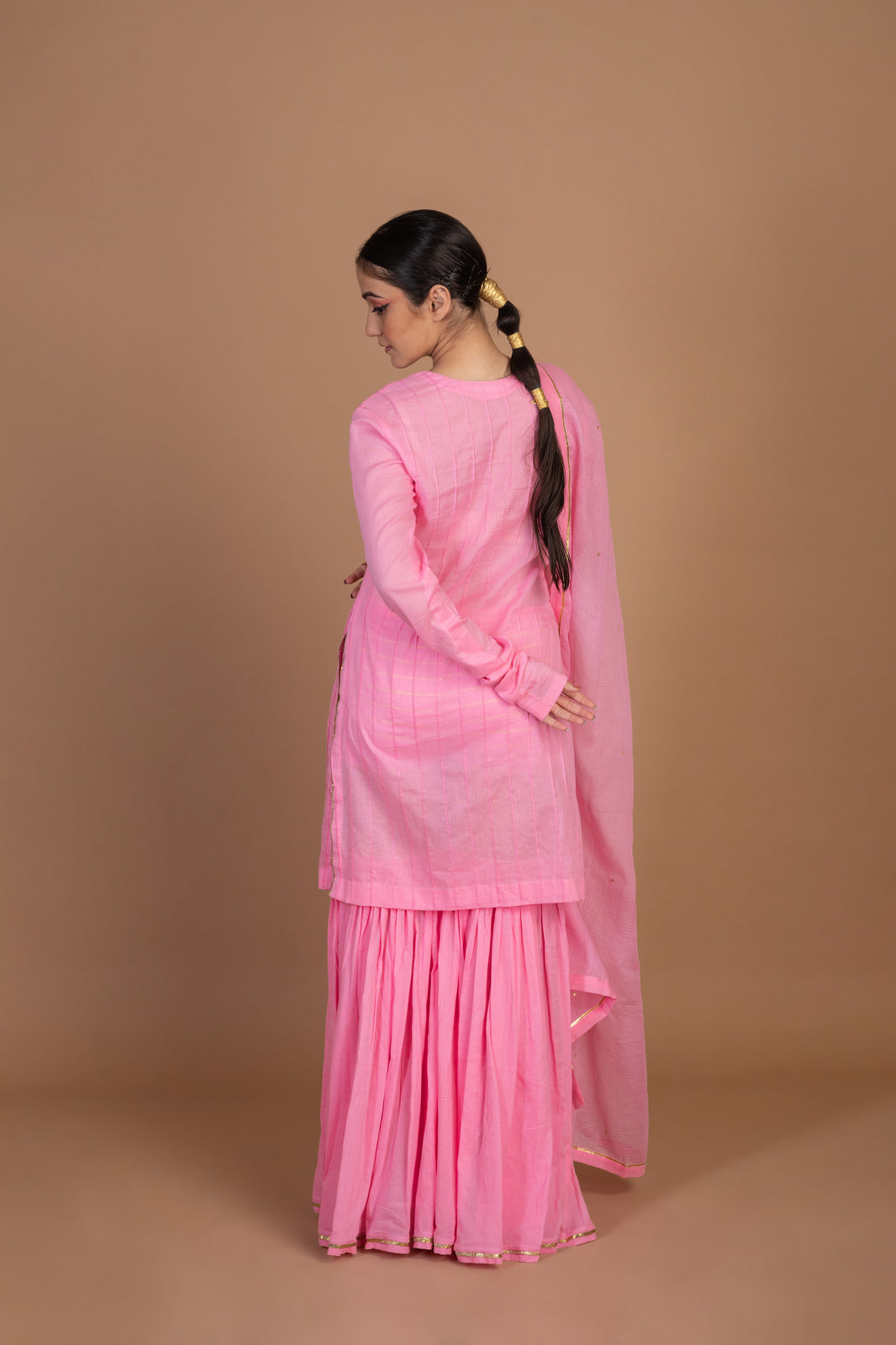 Cotton Gota Work Kurta Gharara Set