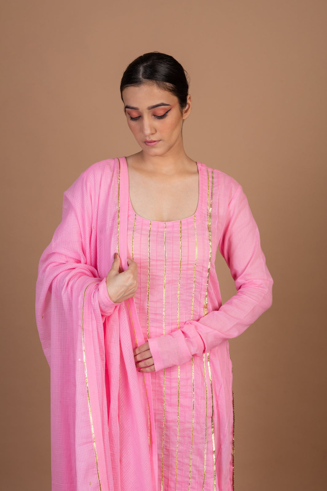 Cotton Gota Work Kurta Gharara Set