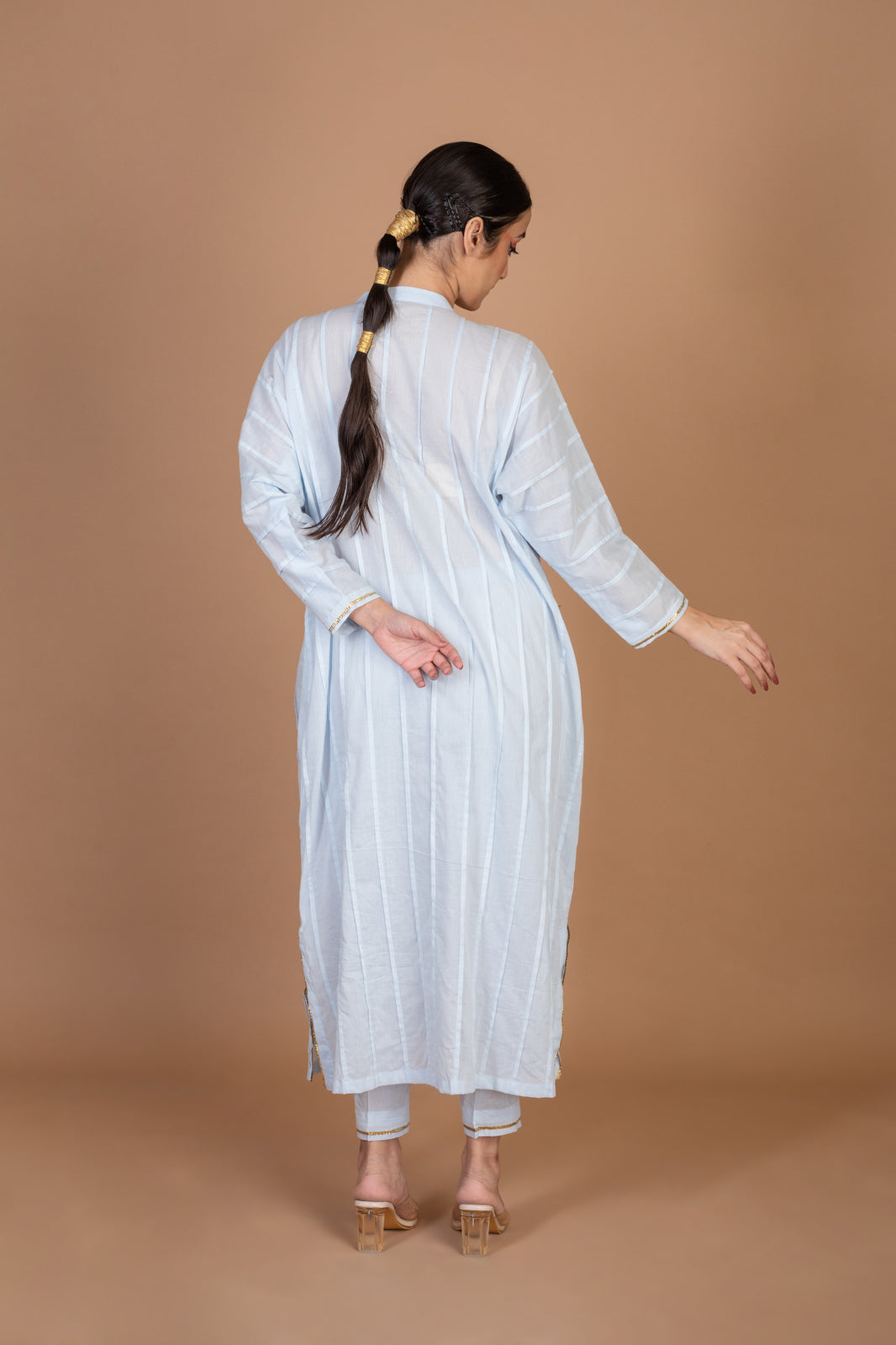 Cotton Gota Work Placket Kurta With Pant