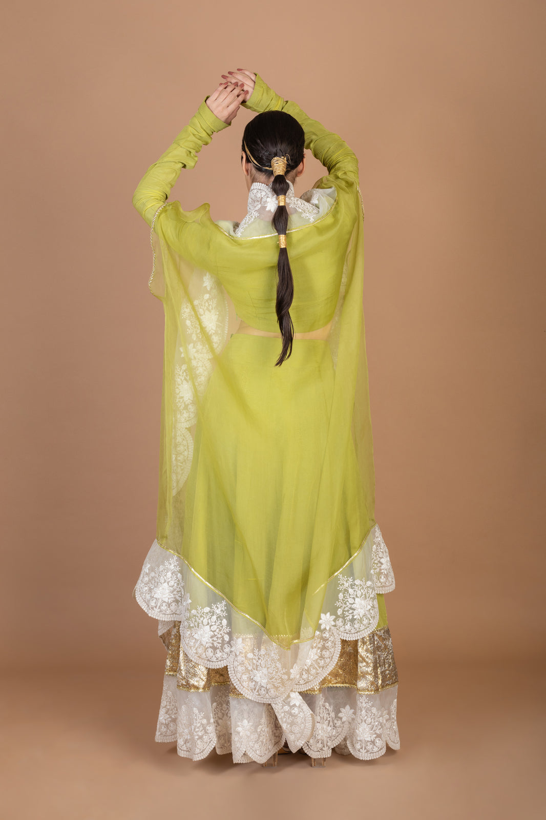 Scalloped Embroidered Cape Skirt Set