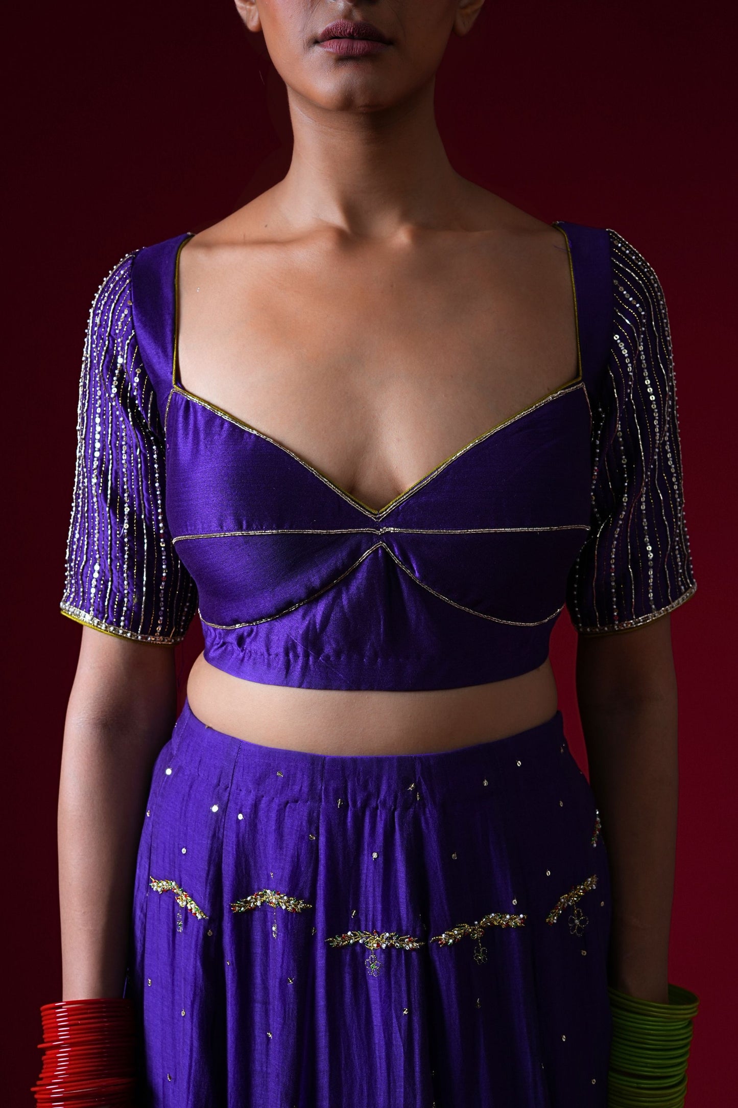 Rajeshwari Hand Embroidered Kalidaar Lehenga Set