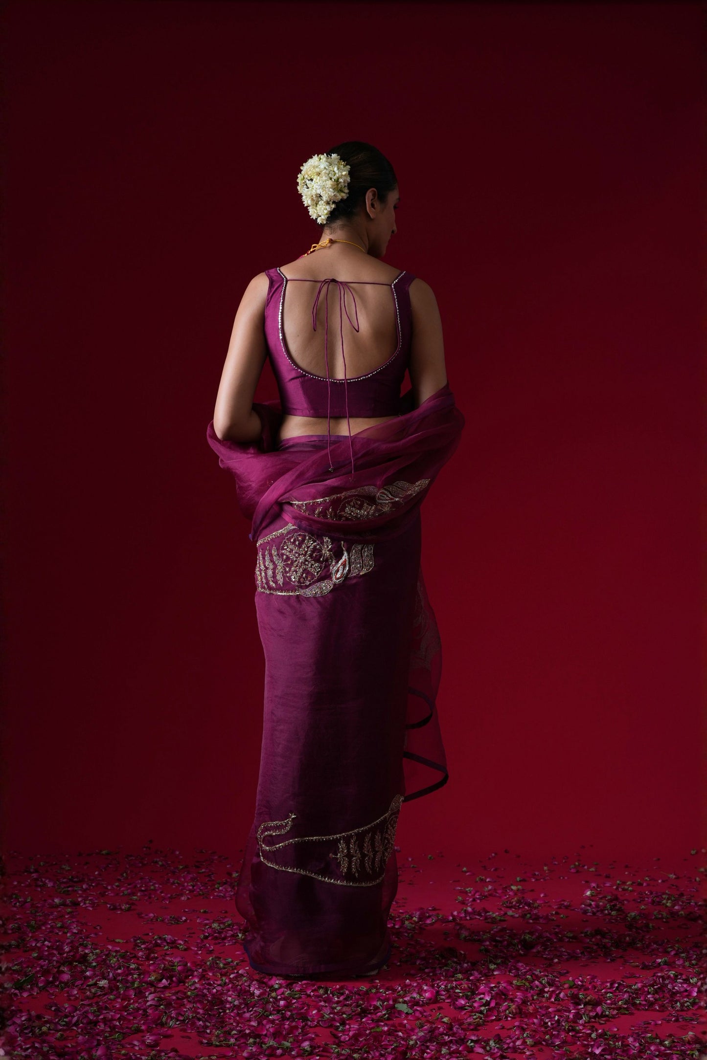 Rajkumari Hand Embroidered Saree Set with Stitched Blouse