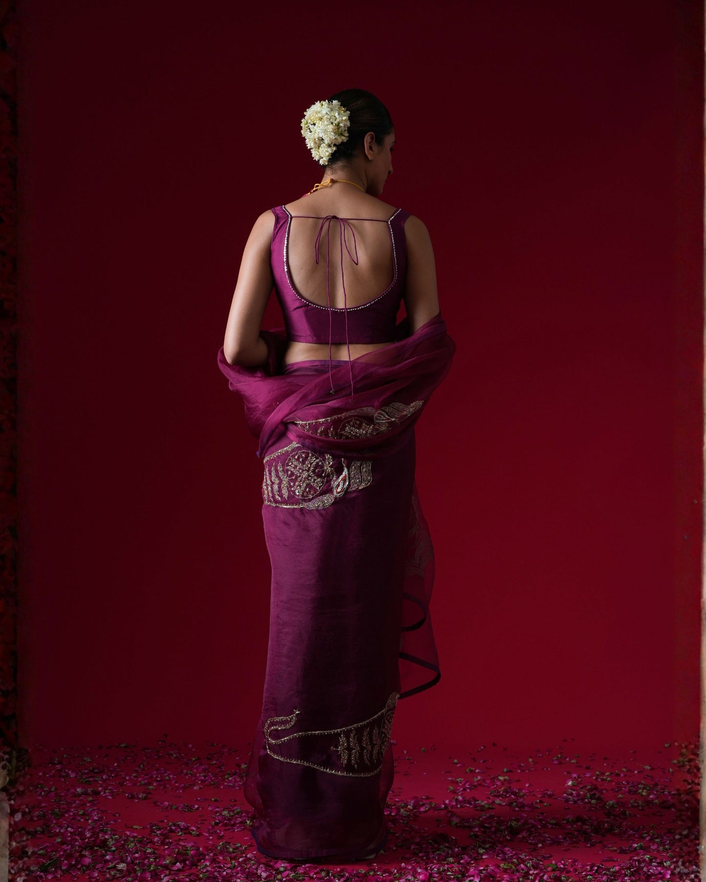 Rajkumari Hand Embroidered Saree Set with stitched blouse