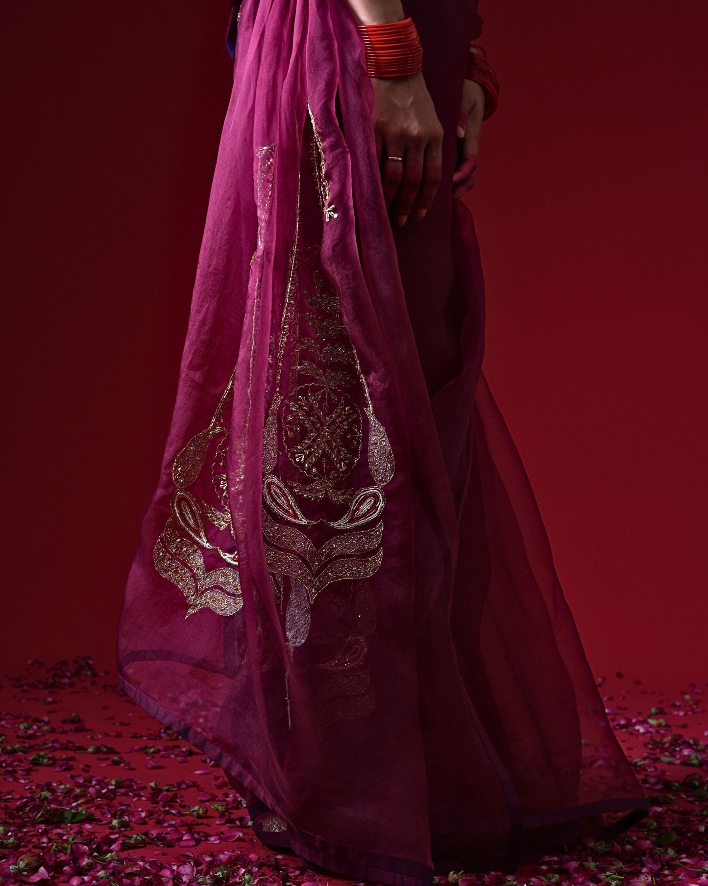 Rajkumari Hand Embroidered Saree Set with stitched blouse