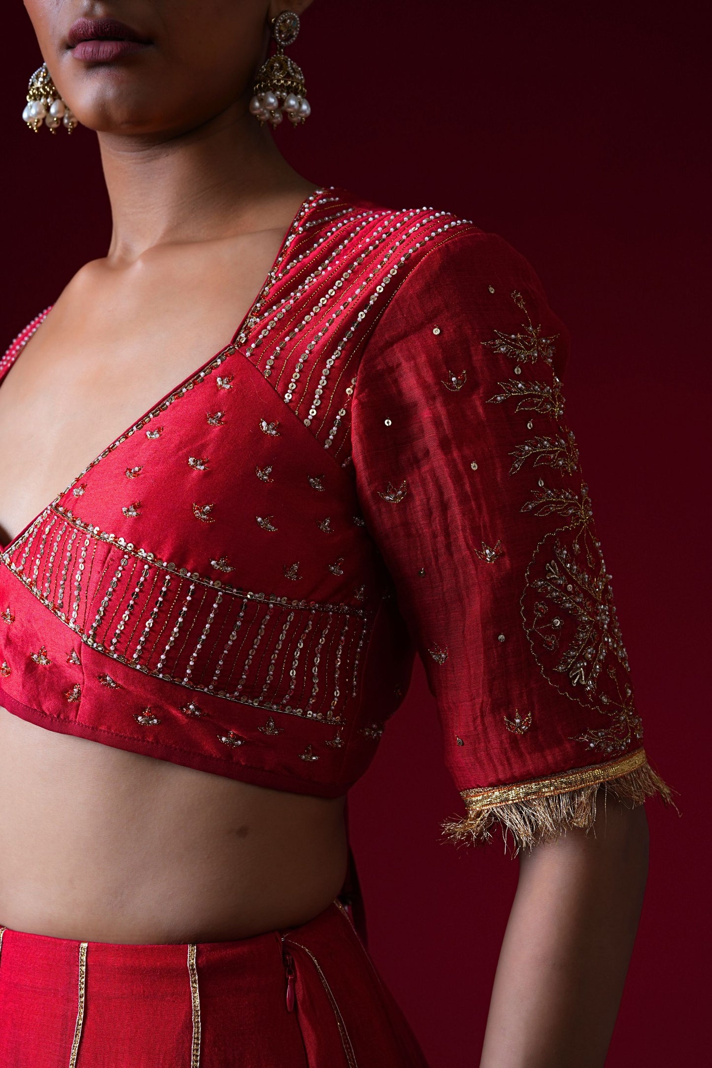 Kumudini Hand Embroidered Kalidaar Lehenga Set