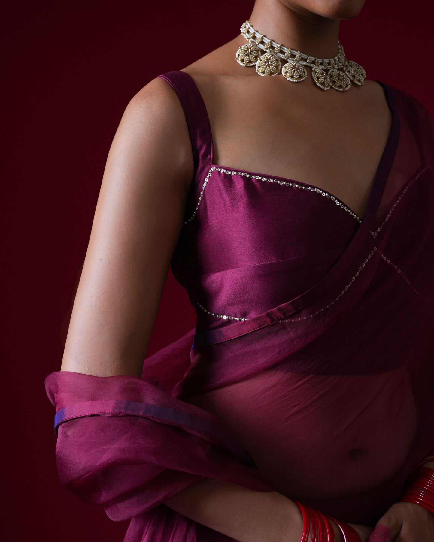 Rajkumari Hand Embroidered Saree Set with stitched blouse