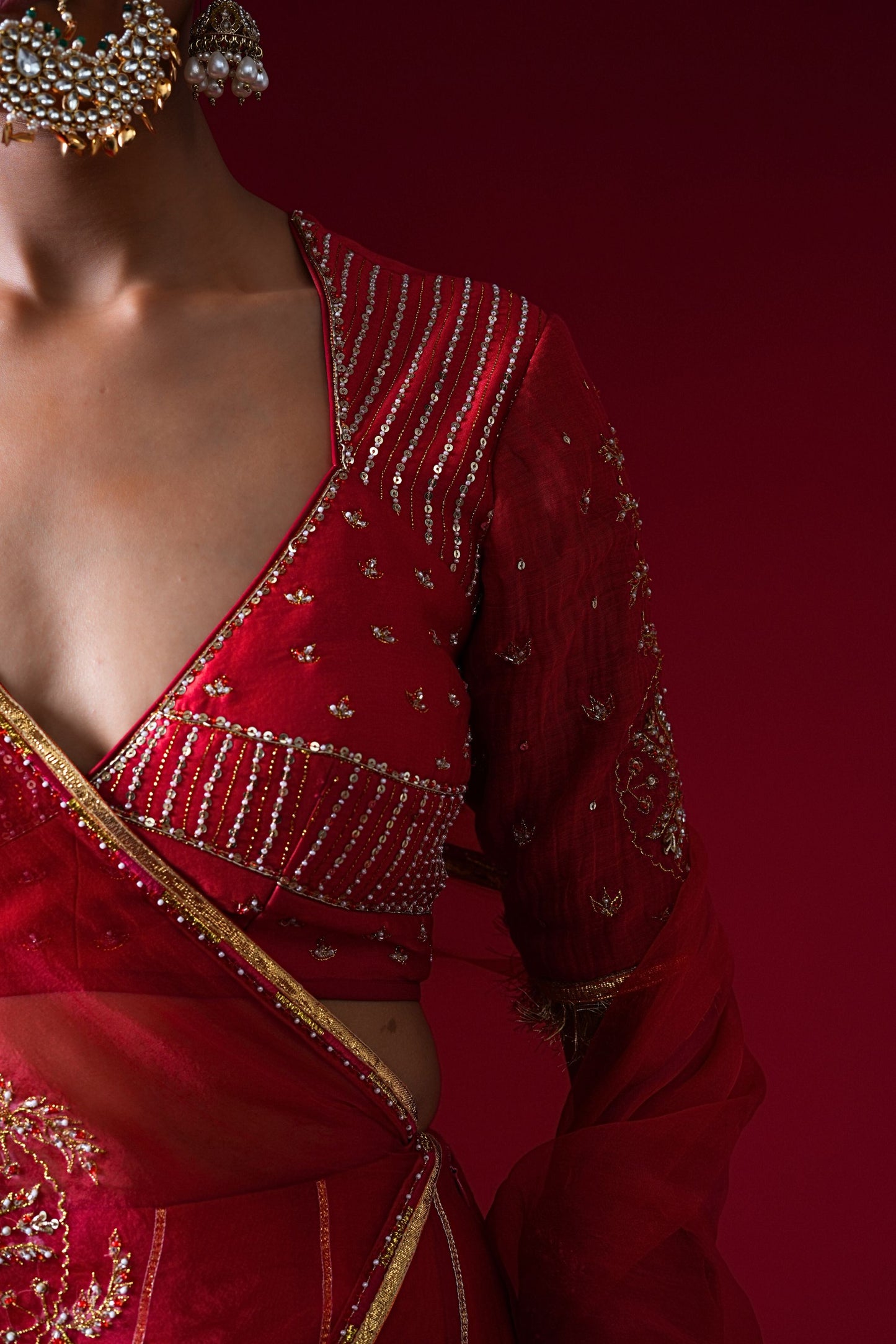 Kumudini Hand Embroidered Kalidaar Lehenga Set