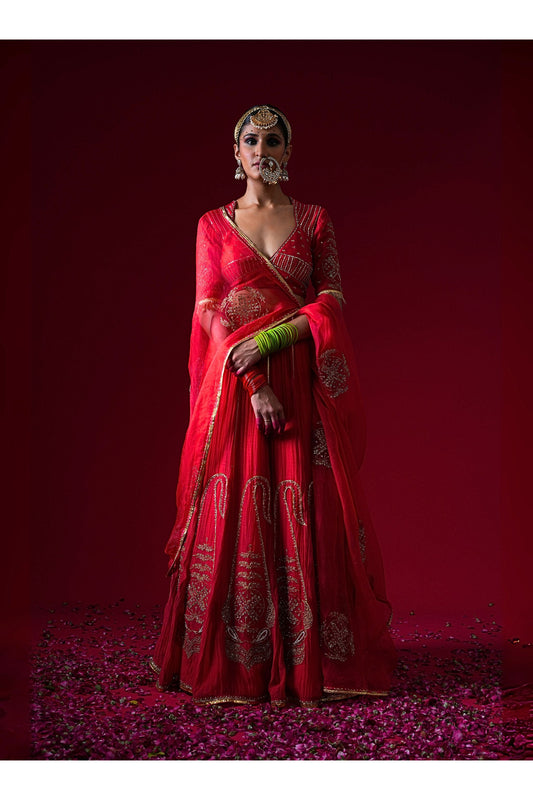 Kumudini Hand Embroidered Kalidaar Lehenga Set