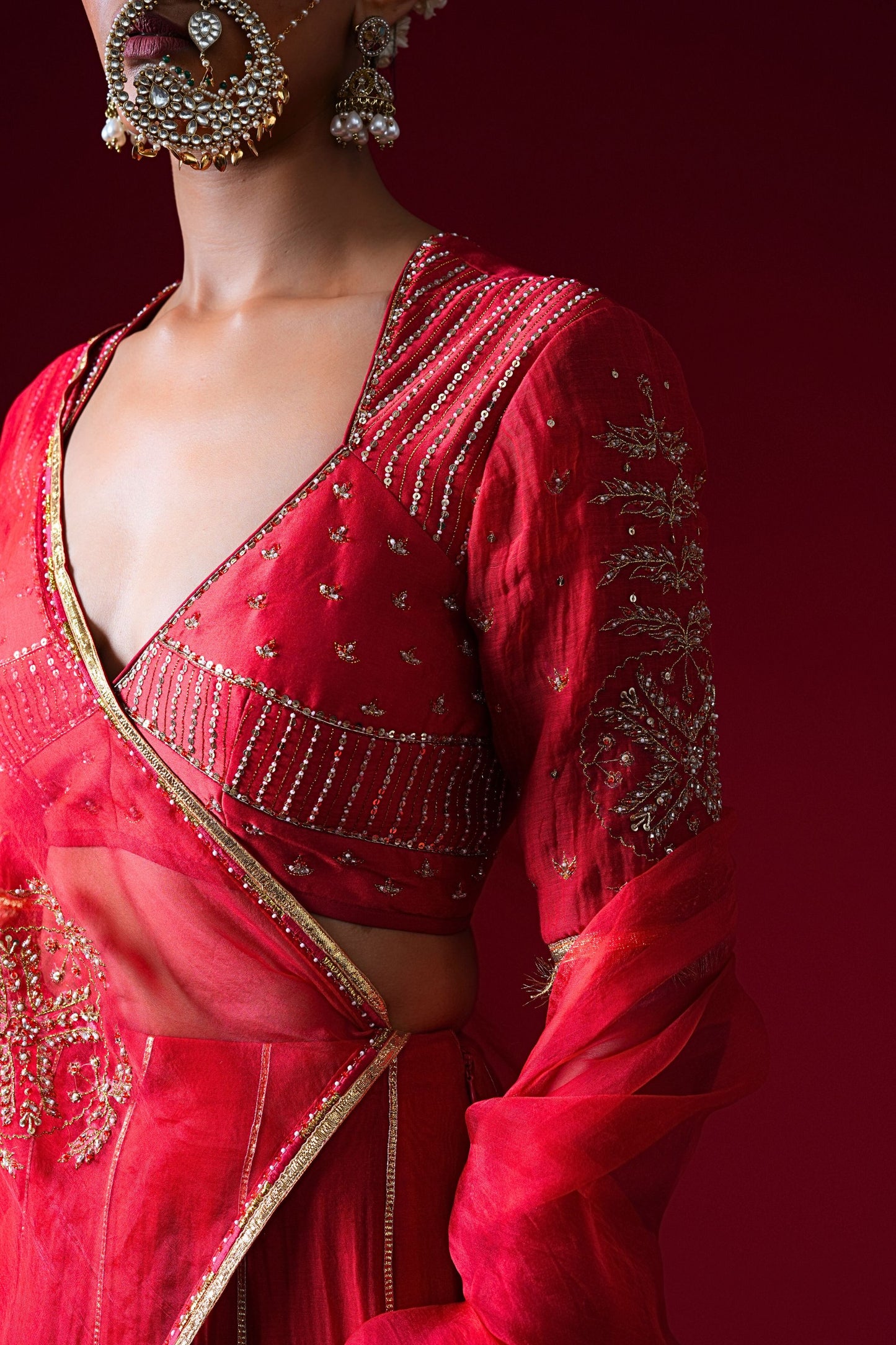 Kumudini Hand Embroidered Kalidaar Lehenga Set