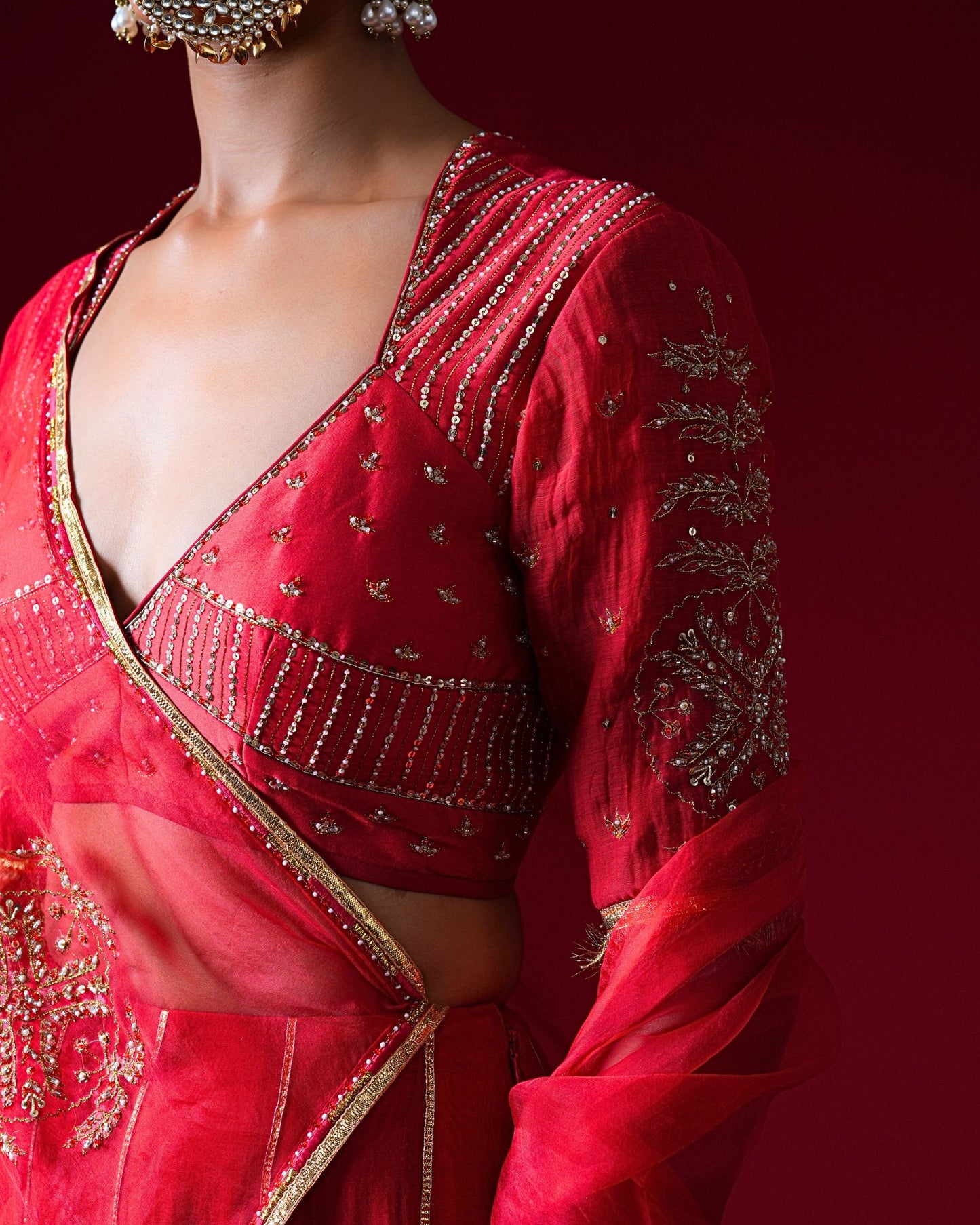 Kumudini Hand Embroidered Kalidaar Lehenga Set