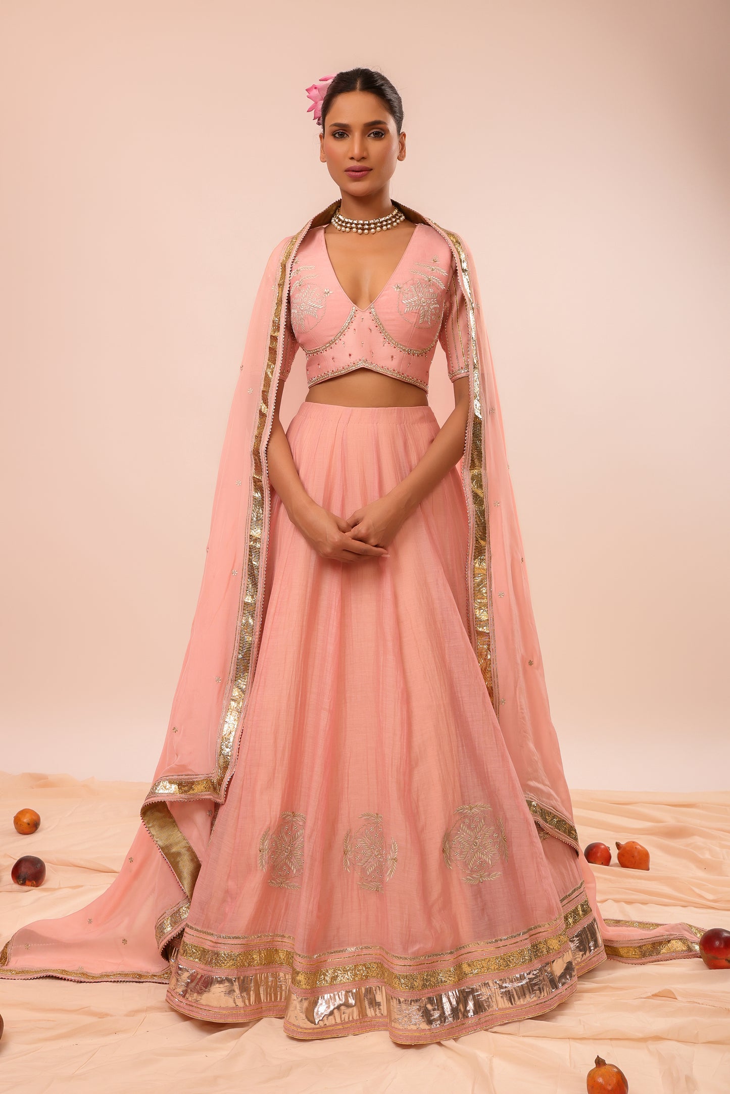 Kamalika Embroidered Blush Pink Lehenga Set