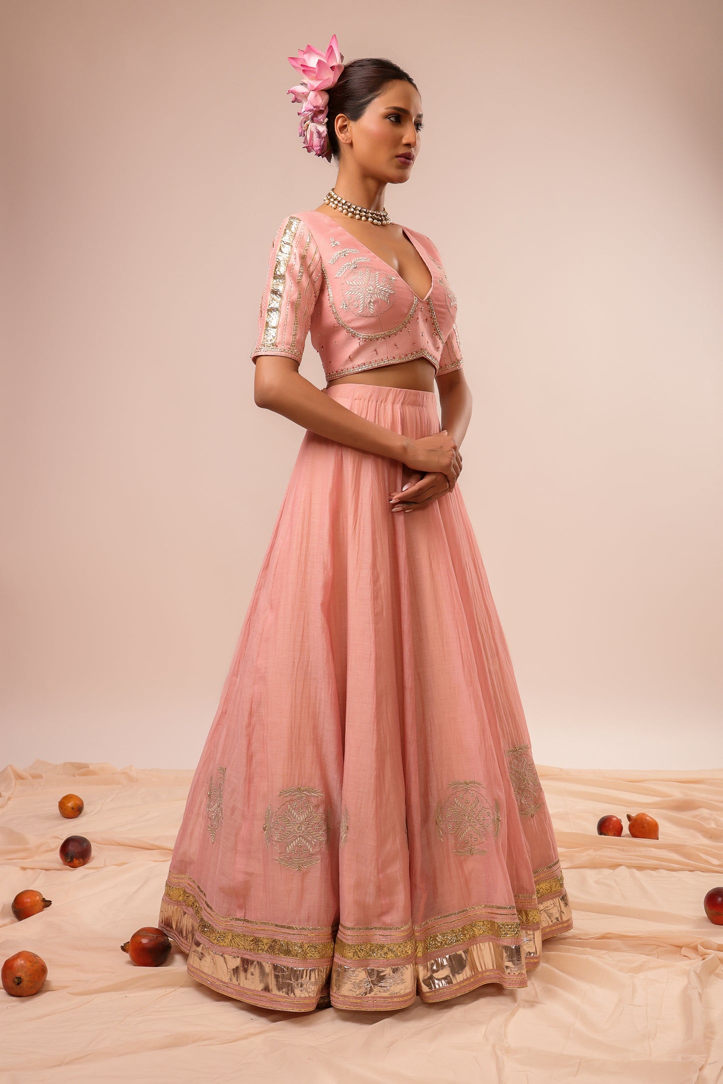 Kamalika Embroidered Blush Pink Lehenga Set