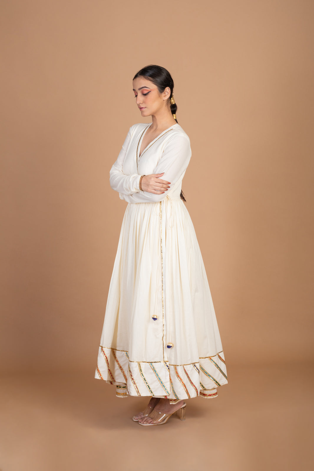 Ivory Placement Gota Embroidered Angrakha Sharara Set