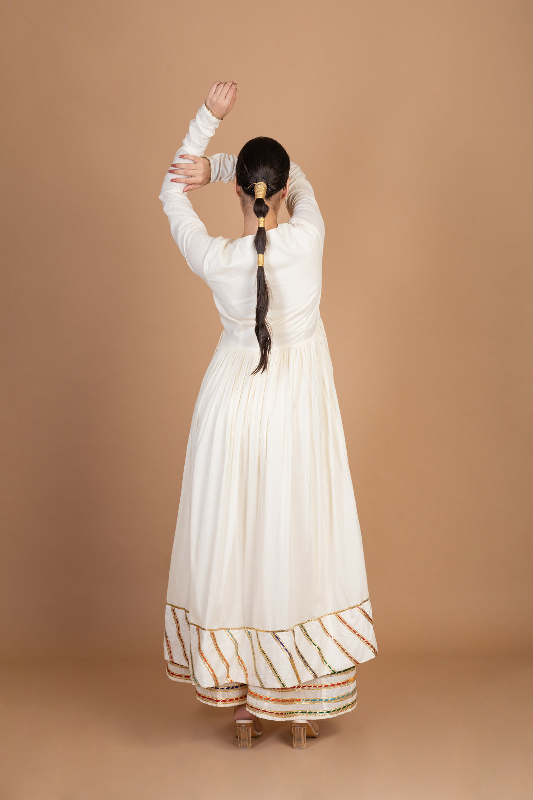 Ivory Placement Gota Embroidered Angrakha Sharara Set